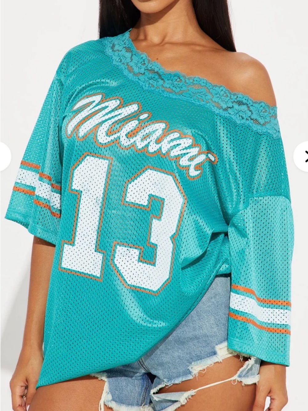 Miami Off Shoulder Jersey - Teal/combo